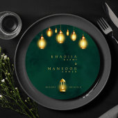 Emerald Green Golden Light Ronde Trouwmenu Kaart