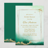 Emerald Green Golden Waterverf Brunch & Bubble Kaart (Voorkant / Achterkant)