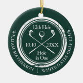Emerald Green Golf Hole-in-One Retro Persoonlijk Keramisch Ornament (Voorkant)
