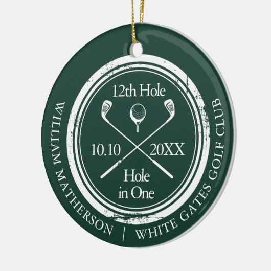 Emerald Green Golf Hole-in-One Retro Persoonlijk Keramisch Ornament (Links)