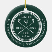 Emerald Green Golf Hole-in-One Retro Persoonlijk Keramisch Ornament (Achterkant)