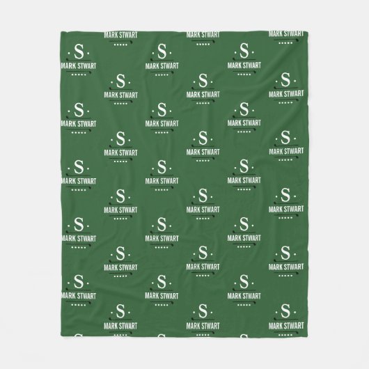 Emerald Green Golfer 1-initiaal monogram allover Fleece Deken (Voorkant)