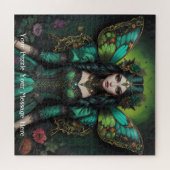 Emerald Green Gothic Butterfly Girl Legpuzzel (Horizontaal)