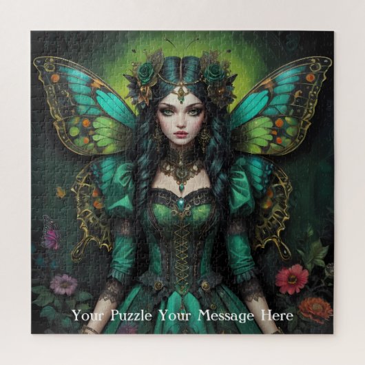 Emerald Green Gothic Butterfly Girl Legpuzzel (Verticaal)