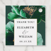 Emerald Green Goud Bloemen Moderne bruiloft Dank u Bedankjes Labels (Achterkant)