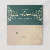 Emerald Green Goud Touw Hart bruiloft Plaatskaartje (Buitenkant ongevouwen)