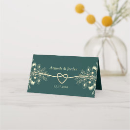 Emerald Green Goud Touw Hart bruiloft Plaatskaartje