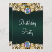 Emerald Green Goud Vrouwen Verjaardagsfeest Kaart (Voorkant / Achterkant)