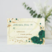 emerald green goudflormeergeometrisch RSVP kaartje (Staand voorkant)