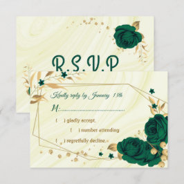emerald green goudflormeergeometrisch RSVP kaartje