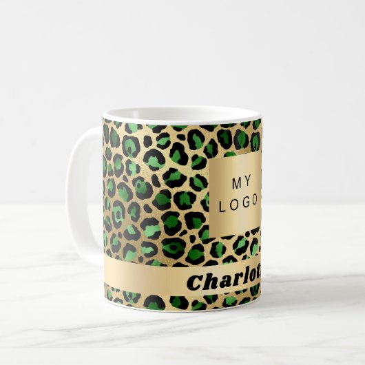 Emerald green goudmakerij koffiemok (Voorkant links)