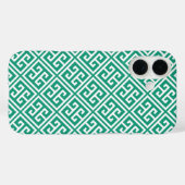 Emerald Green Greek Key Patroon Case-Mate iPhone Case (Achterkant (horizontaal))