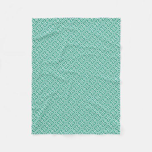 Emerald Green Greek Key Patroon Fleece Deken (Voorkant)