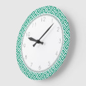 Emerald Green Greek Key Patroon Grote Klok (Hoek)