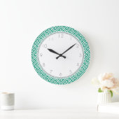 Emerald Green Greek Key Patroon Grote Klok (Huis)