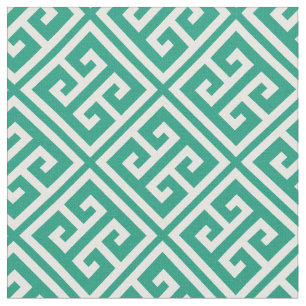 Emerald Green Greek Key Patroon Stof
