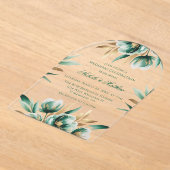 Emerald Green & Green Floral Wedding Celebration Acryl Uitnodigingen (Laagn)