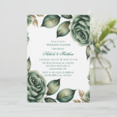 Emerald Green & Green Floral Wedding Shower Kaart (Staand voorkant)