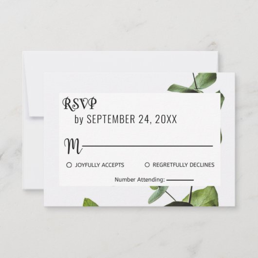 Emerald green greenery floral RSVP Response Kaart (Voorkant)