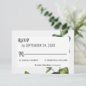 Emerald green greenery floral RSVP Response Kaart (Staand voorkant)