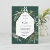 Emerald Green Greenery Gold Lijst QR-code Foto in Kaart (Staand voorkant)