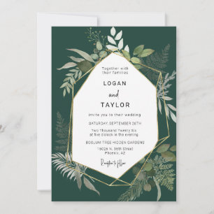 Emerald Green Greenery Gold Lijst QR-code Foto in Kaart