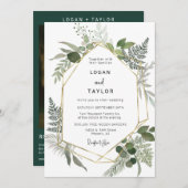 Emerald Green Greenery Gold Lijst QR Code Foto Kaart (Voorkant / Achterkant)