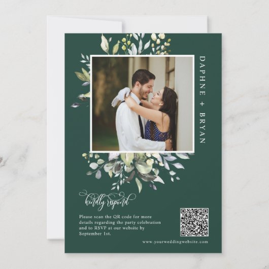 Emerald Green Greenery nog lang en gelukkig na het Kaart (Achterkant)