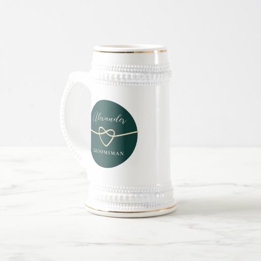 Emerald Green Groomsman Beer Stein Bierpul (Voorkant links)