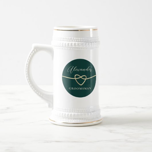 Emerald Green Groomsman Beer Stein Bierpul (Links)