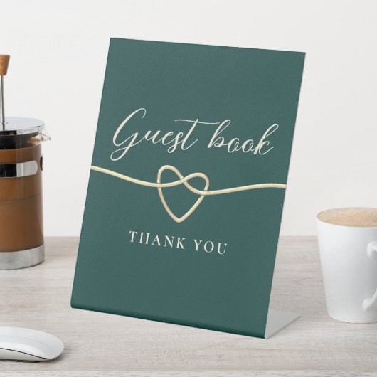 Emerald Green Guest Book Sign Reclamebord Met Voetstuk (Insitu)