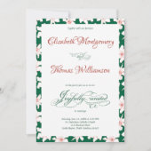 Emerald Green Hand Drawn Floral Wedding Invitation Kaart (Voorkant)