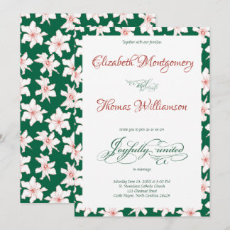 Emerald Green Hand Drawn Floral Wedding Invitation Kaart