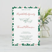 Emerald Green Hand Drawn Floral Wedding Invitation Kaart (Staand voorkant)