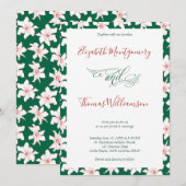 Emerald Green Hand Drawn Floral Wedding Invitation Kaart (Voorkant / Achterkant)