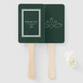 Emerald green hand fan handwaaier (Voorkant en achterkant)