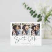 Emerald Green Handwrite Wedding Save the Date Briefkaart (Staand voorkant)
