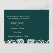  Emerald Green Heart Damask Aankondigingskaart (Achterkant)