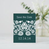  Emerald Green Heart Damask Aankondigingskaart (Staand voorkant)