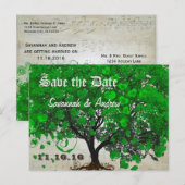 Emerald Green Heart Leaf Tree Save the Date Aankondigingskaart (Voorkant / Achterkant)