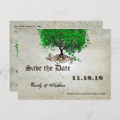 Emerald Green Heart Leaf Tree Save the Date Aankondigingskaart (Voorkant / Achterkant)