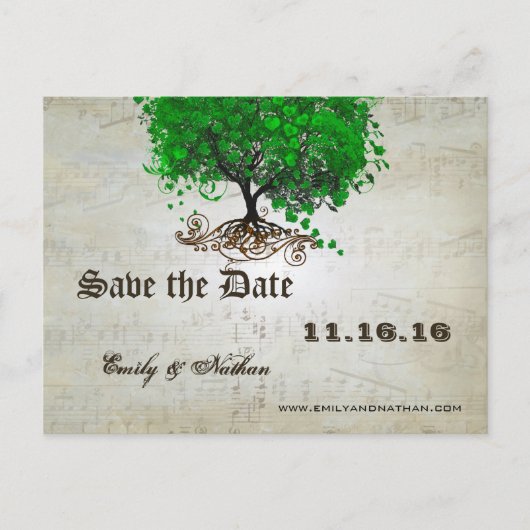 Emerald Green Heart Leaf Tree Save the Date Aankondigingskaart (Voorkant)