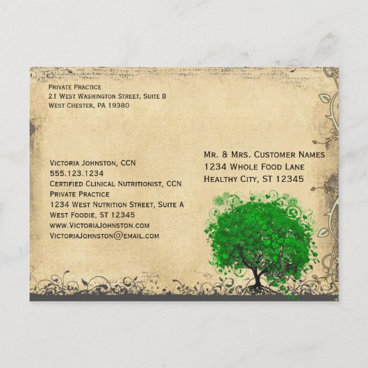 Emerald Green Heart Leafed Tree Briefkaart (Achterkant)