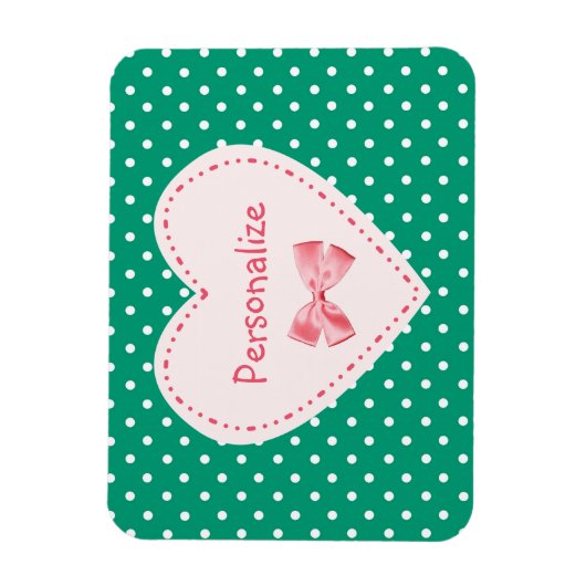 Emerald Green Heart met naam Magneet (Verticaal)