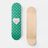 Emerald Green Heart met naam Persoonlijk Skateboard (Voorkant)