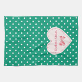 Emerald Green Heart met naam Theedoek (Horizontaal)