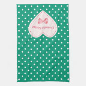 Emerald Green Heart met naam Theedoek (Verticaal)