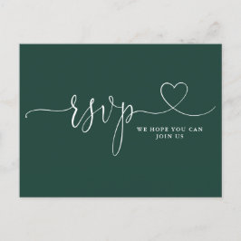 Emerald Green Heart Script Song Request RSVP-kaart Uitnodiging Briefkaart