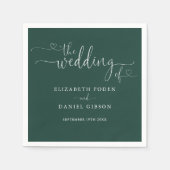 Emerald Green Heart Script Wedding Servet (Voorkant)