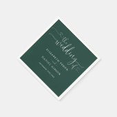 Emerald Green Heart Script Wedding Servet (Hoek)